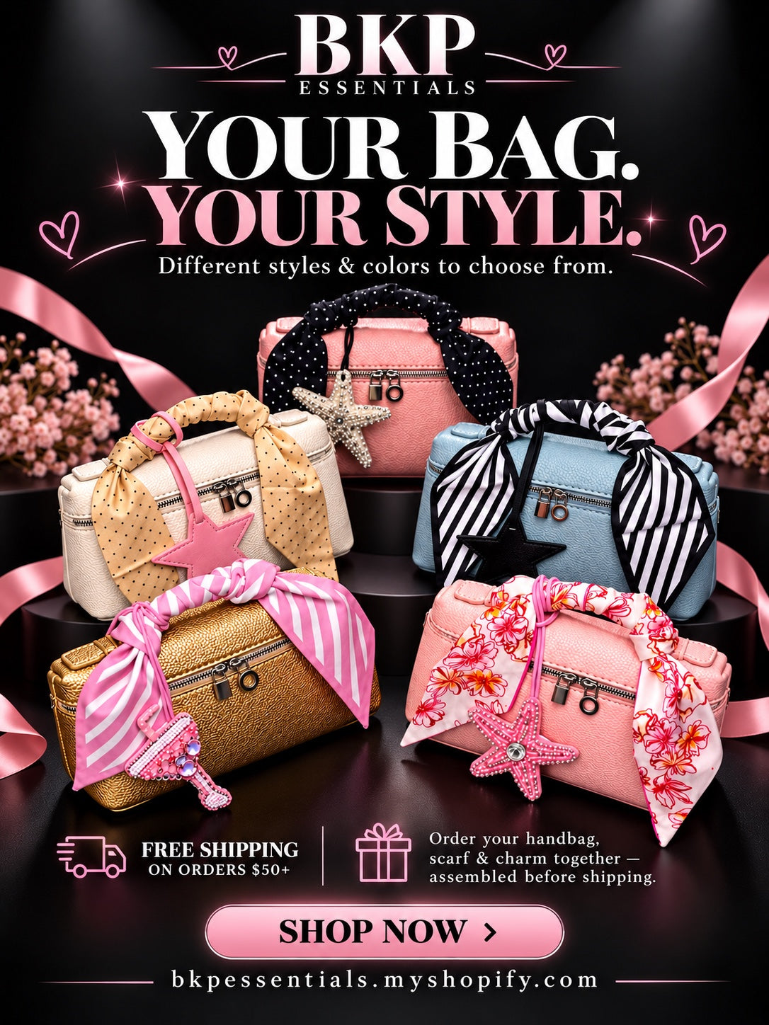 BKP assembled handbag styling examples — one set per purchase