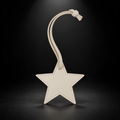 Ivory star bag charm on black spotlight background