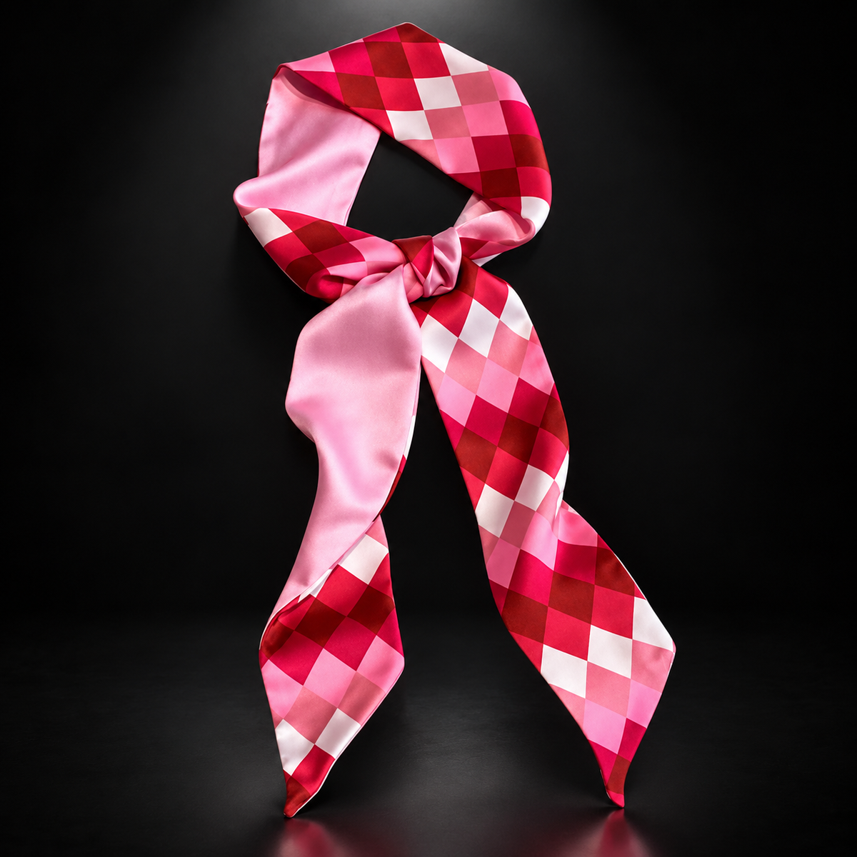 Pink and red checkered scarf