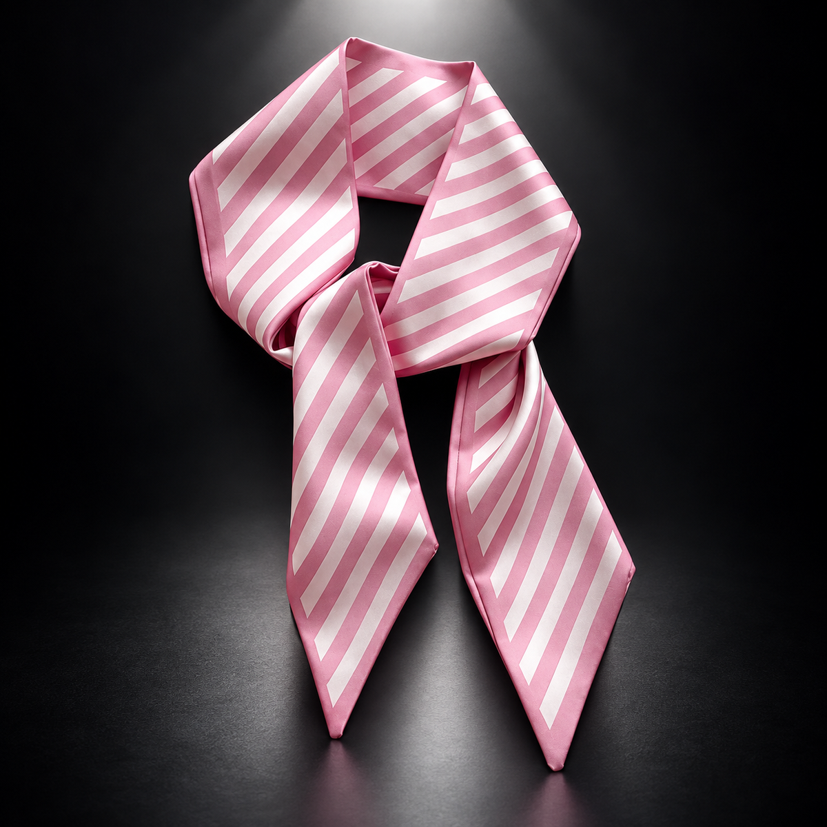 Pink and white striped scarf